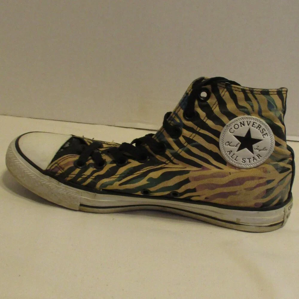 Converse Shoes Chuck Taylor Men Size 9 Black White Tan Lace Up High Top Shoes